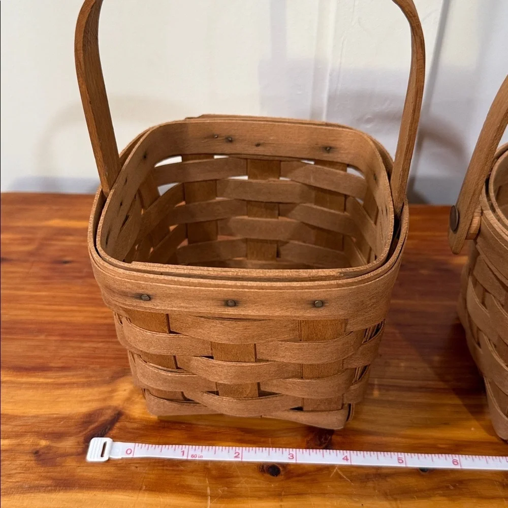 Vintage 1988 Longaberger Round & Square Baskets Set of 2